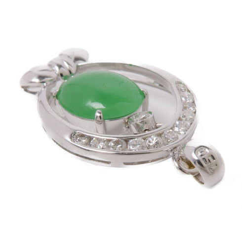 JEWELRY 4.1g Jade Pendant Top 18K White Gold