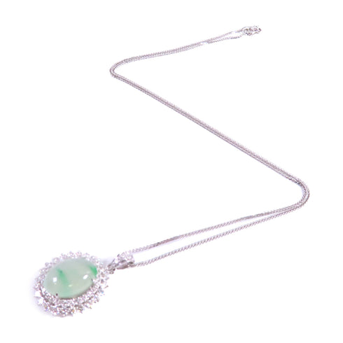 JEWELRY Jade Diamond Necklace 18K White Gold