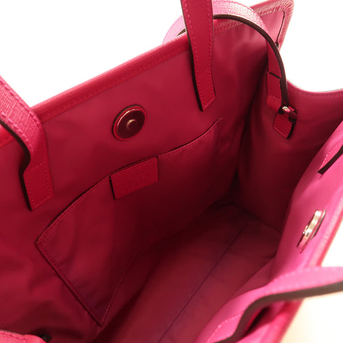 GUCCI GG SHW Shoulder Tote 2Way Shoulder Bag PVC Coated Canvas 630542 Brown/Pink