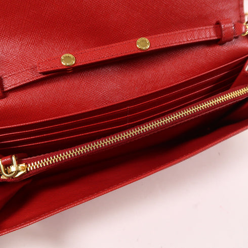 PRADA GHW Chain Shoulder Bag 1M1290 Calfskin Leather Red