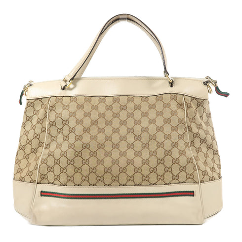 GUCCI GG GHW Mayfair Tote Bag 2 Way Bag 257349 Canvas/Leather Beige/Brown