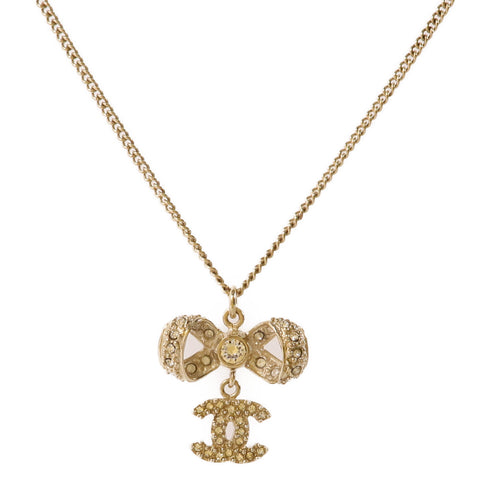 CHANEL CC Necklace Accessories Metal PVC Gold Transparent v1