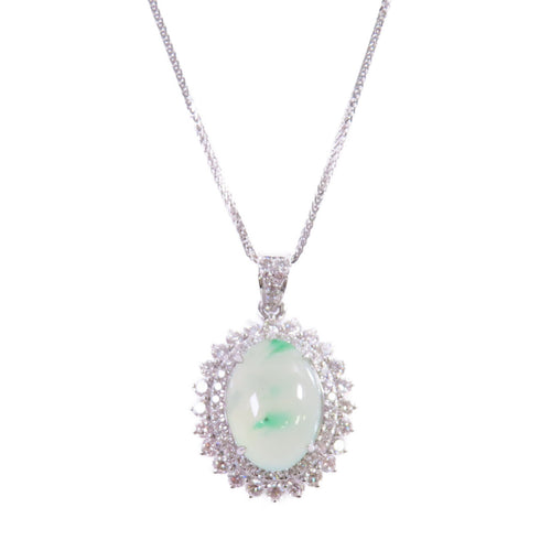 JEWELRY Jade Diamond Necklace 18K White Gold