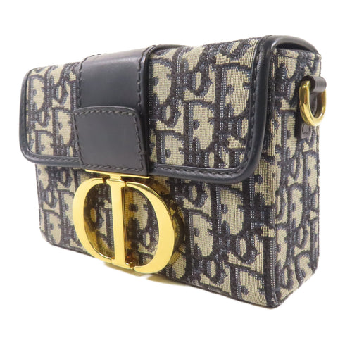 CHRISTIAN DIOR CD GHW 30 Montaigne 2 Way Shoulder Bag Canvas/Leather Navy