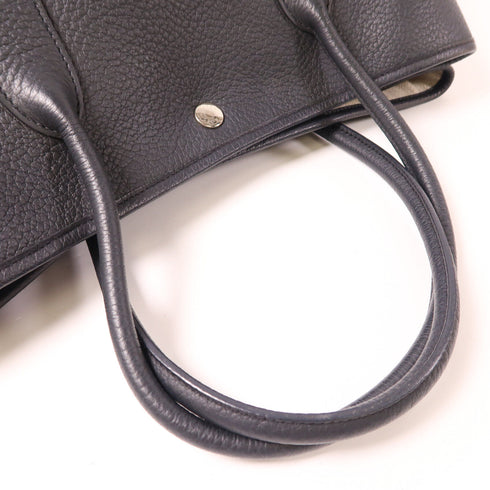 HERMES PHW Garden Party PM Handbag Negonda Leather Noir Black