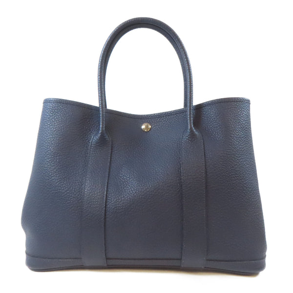 HERMES PHW Garden Party PM Tote Bag Shoulder Handbag Negonda Leather Bleu Nuit