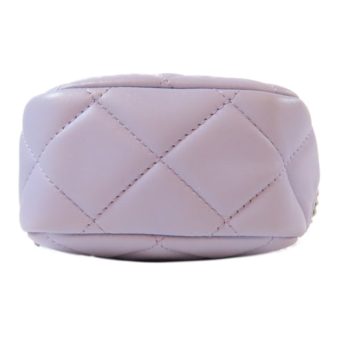 CHANEL Quilted CC SHW Chain Shoulder Bag Lambskin Leather Purple