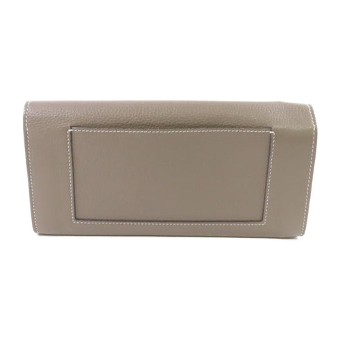 CELINE SHW Fold Long Wallet Calfskin Leather Grey Yellow