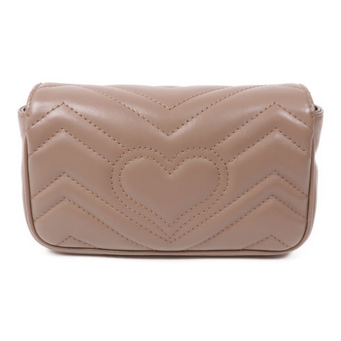 GUCCI GHW GG Marmont Chain Shoulder Bag 476433 Leather Dusty Pink