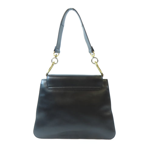Chloe GHW 2 Way Shoulder Handbag Calfskin Leather Black