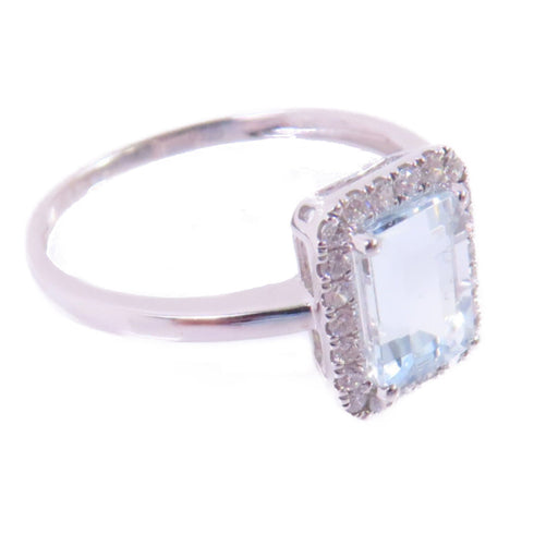 Jewelry Crystal 0.138ct Diamond Ring US#5.75 18K White Gold