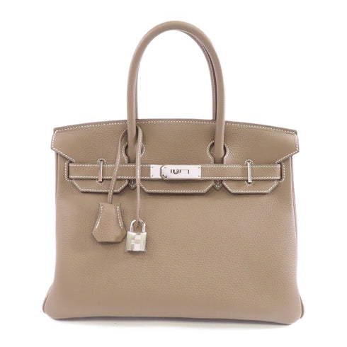 HERMES PHW Birkin 30 Handbag Togo Leather Etoupe Greige