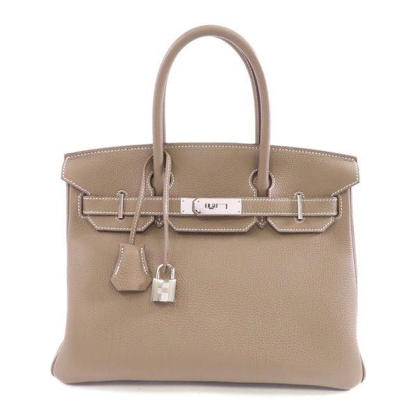 HERMES PHW Birkin 30 Handbag Togo Leather Etoupe Greige