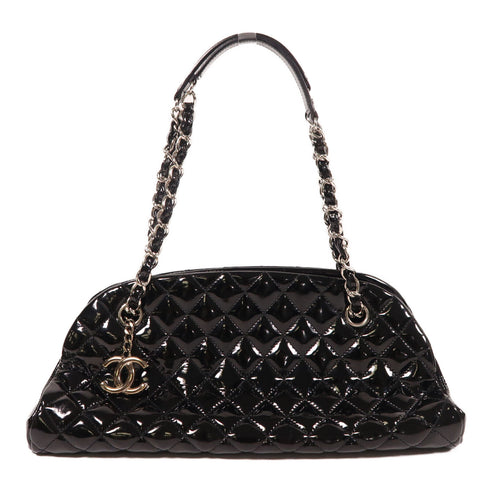 CHANEL CC SHW Chain Shoulder Bag Patent Leather Black v3