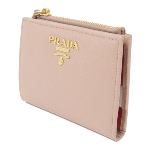 PRADA GHW Wallet Saffiano Leather Beige