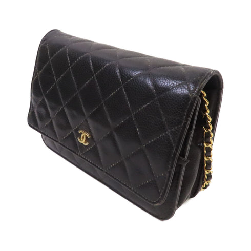 CHANEL Quilted GHW CC WOC Wallet On Chain Shoulder Bag Caviar Leather AP0250