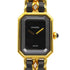 CHANEL CC Premiere L Quartz Watch H0001 Gold Plated Leather Black v2