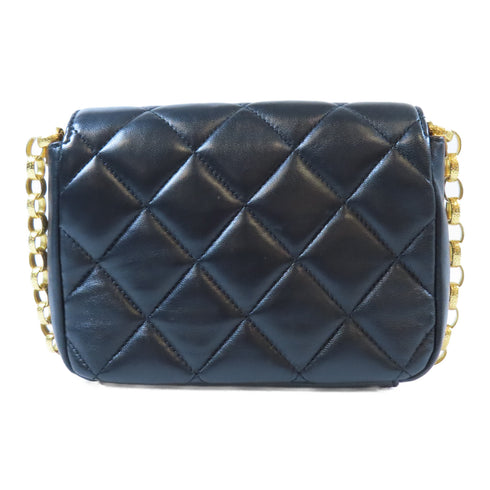 CHANEL Quilted CC GHW Chain Shoulder Bag Lambskin Leather Black v6