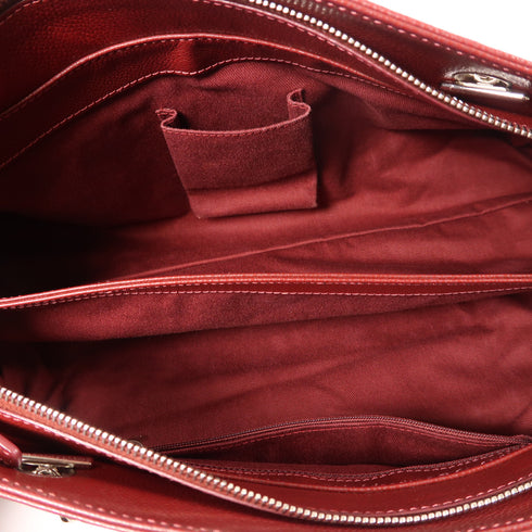 CHANEL CC SHW Chain Shoulder Bag Calfskin Leather Red