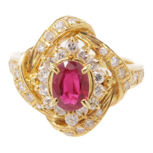 JEWELRY Ruby Diamond Ring 18K Yellow Gold US#5