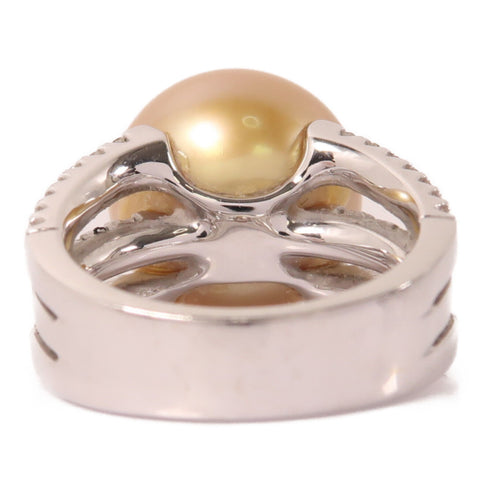 Fine Jewelry 15.24 ct Pearl 1.120ct Diamond Ring US#6.75 18K White Gold