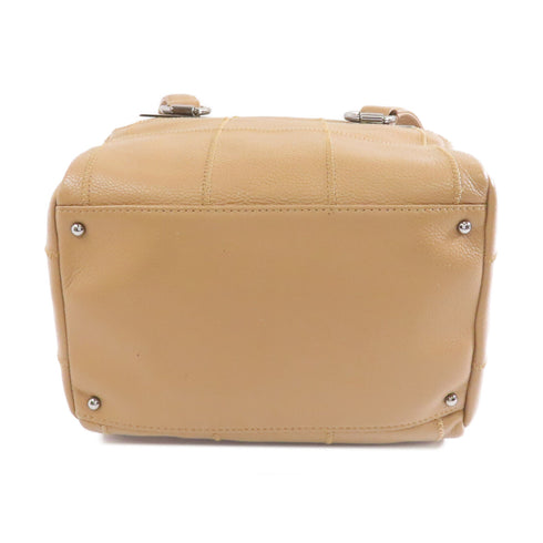 CHANEL CC SHW Lax Bowler Bag Handbag Calfskin Leather Khaki