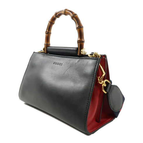 GUCCI GG GHW 2 Way Shoulder Handbag 470271 Calfskin Leather Black