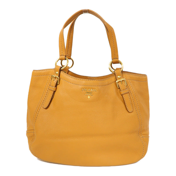 PRADA GHW Sacca 2 Manici Shoulder Bag BR4691 Calfskin Leather Orange