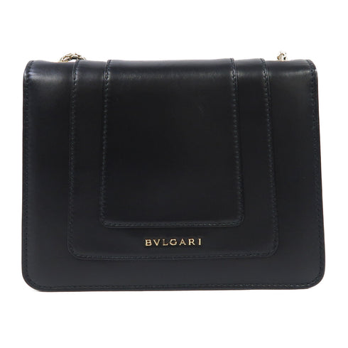 BVLGARI GHW Chain Shoulder Bag Calfskin Leather Black v1