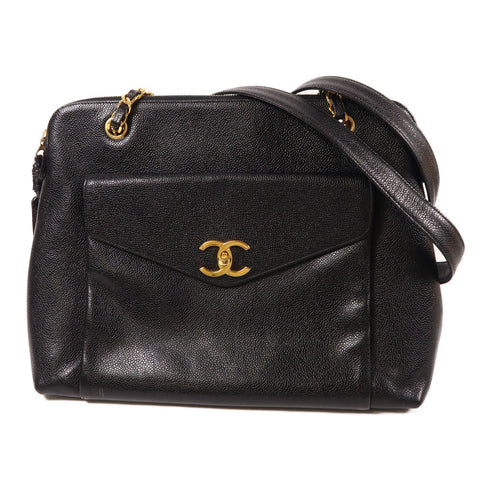 CHANEL CC GHW Chain Shoulder Tote Bag Calfskin Leather