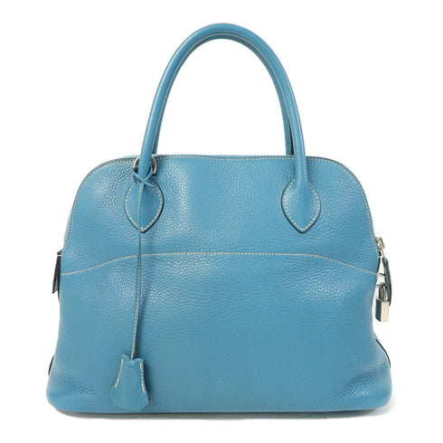 HERMES PHW Bolide 31 2 Way Shoulder Bag Clemence Leather Blue Jean