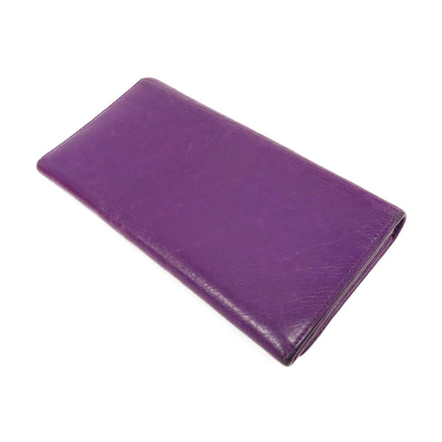 BALENCIAGA GHW City Long Wallet Lambskin Leather Purple