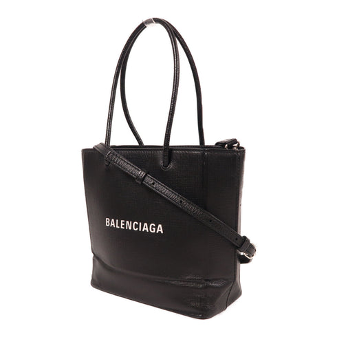 BALENCIAGA SHW 2 Way Shoulder Bag Calfskin Leather Black