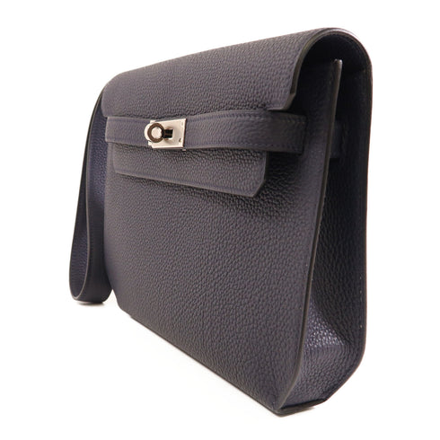 HERMES PHW Kelly Depeches 25 Pouch Togo Leather 2Z Bleu Nuit