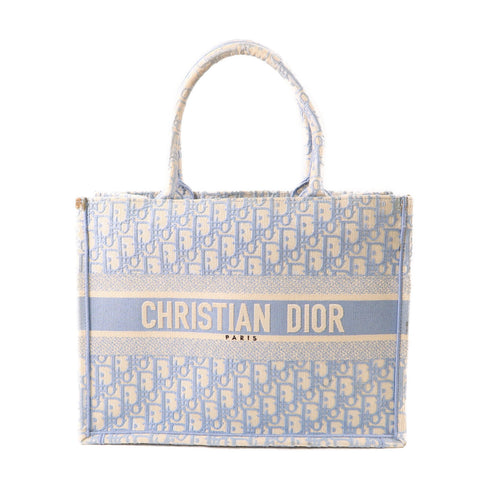 Christian Dior CD Book Tote Medium Tote Bag Canvas Light Blue