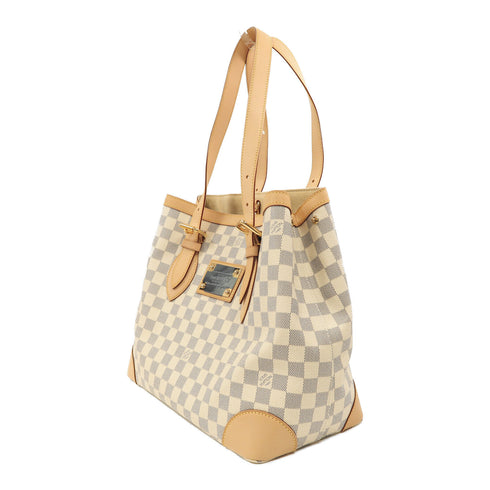 LOUIS VUITTON LV GHW Hampstead MM Handbag N51206 Damier Azur White