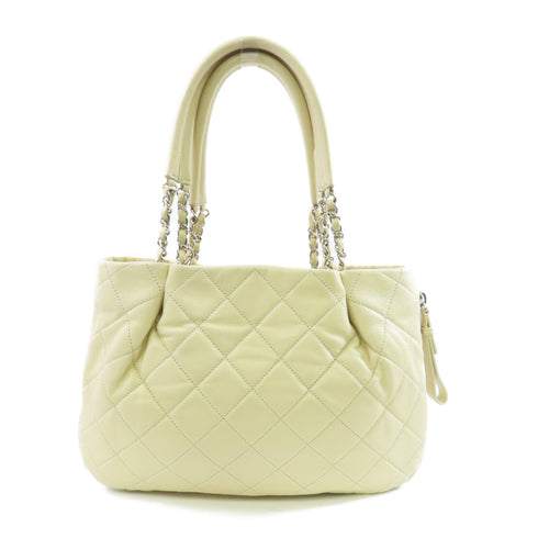 CHANEL Quilted CC SHW Shoulder Bag A50281 Calfskin Leather Cream Color
