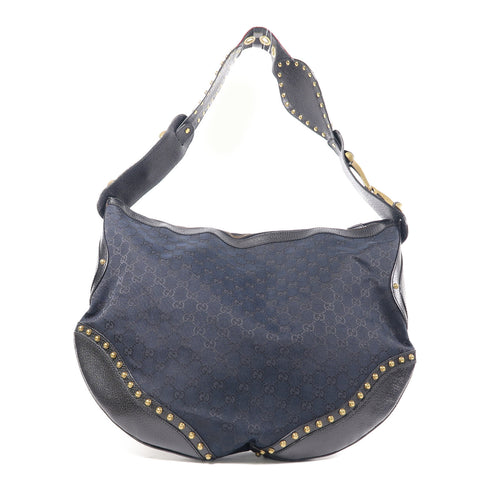 GUCCI GG GHW Shoulder Bag 144008 Canvas Black