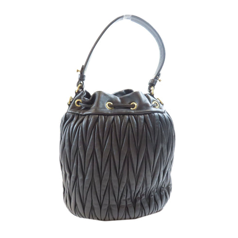 MIU MIU GHW Shoulder Bag 5BE037 Lambskin Leather Black