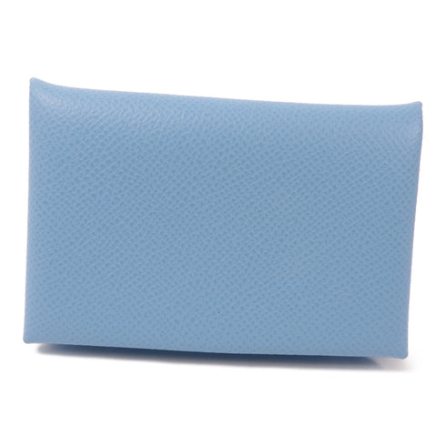 HERMES Calvi Card Case Epsom Leather 7N Celeste