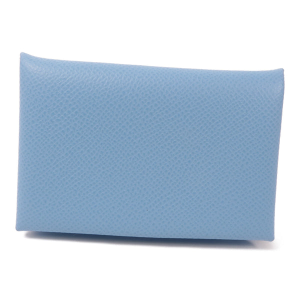 HERMES Calvi Card Case Epsom Leather 7N Celeste