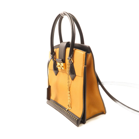 LOUIS VUITTON LV GHW Studs Bicolor 2Way Shoulder Hand Bag M51654 Beige/Black