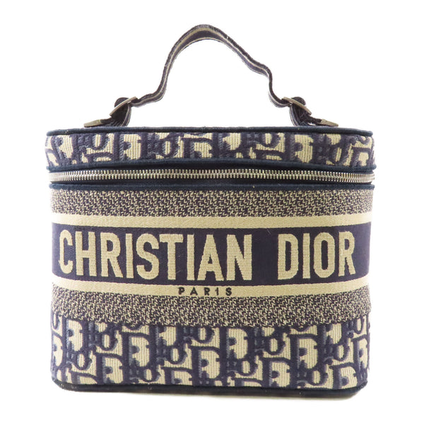 Christian Dior CD SHW Vanity Case Handbag Canvas Navy