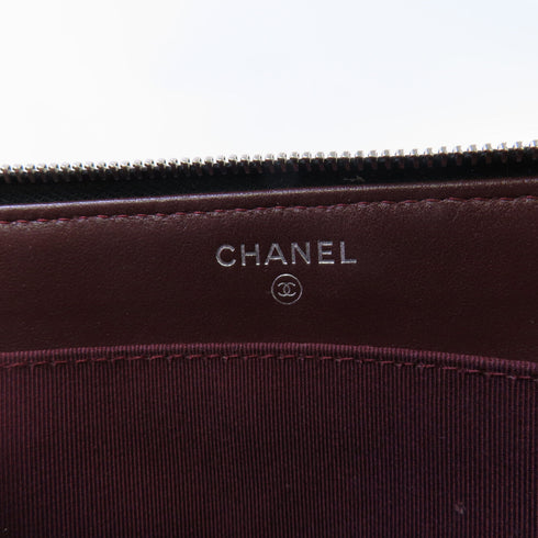 CHANEL Quilted SHW CC Pouch Clutch Lambskin Leather Black
