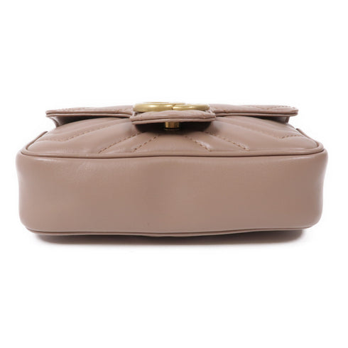 GUCCI GHW GG Marmont Chain Shoulder Bag 476433 Leather Dusty Pink