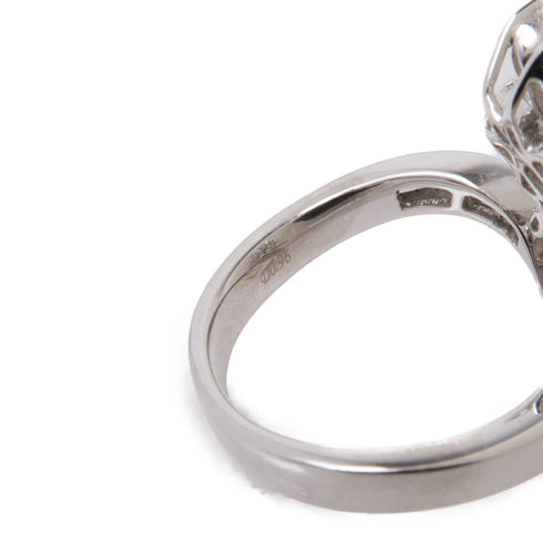 JEWELRY 8.9g Pearl 0.96ct Diamond Ring 18K White Gold US#6