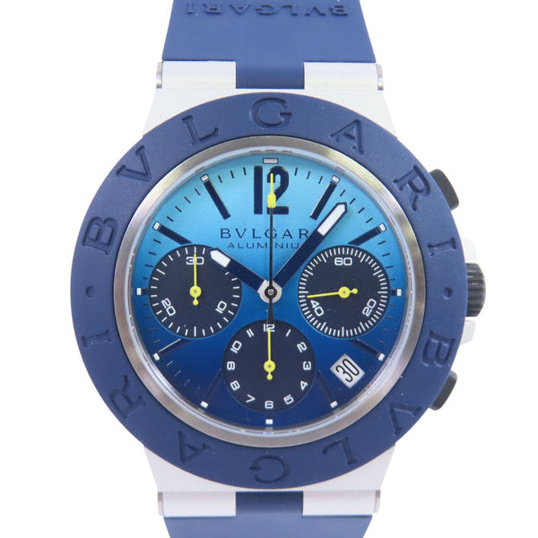 BVLGARI Capri Chronograph Edition 103844 Automatic Watch Rubber Belt Aluminium