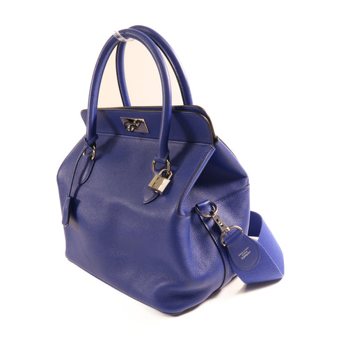 HERMES PHW Toolbox 26 2Way Shoulder Handbag Evercolor Leather 7T Bleu Electrique