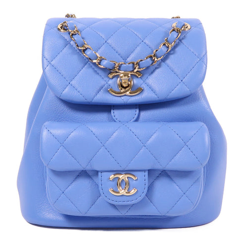 CHANEL CC GHW Duma Mini Backpack/Rucksack Lambskin Leather Blue