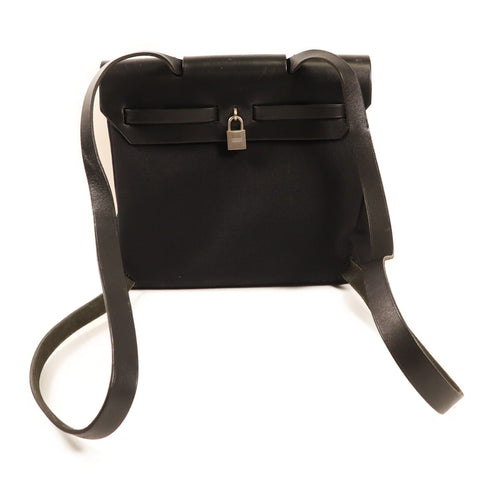 HERMES PHW Herbag Backpack Canvas/Leather 89 Noir